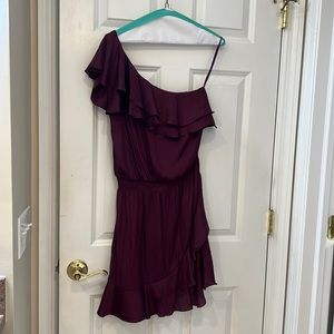 White House Black market one shoulder ruffle dress